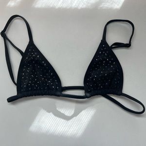 SPARKLE JERSEY MINI TRIANGLE BRALETTE | ONYX